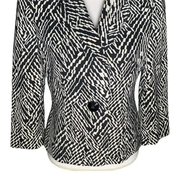 Kasper black white patterned blazer small size 6 office preppy old money style - Picture 3 of 12